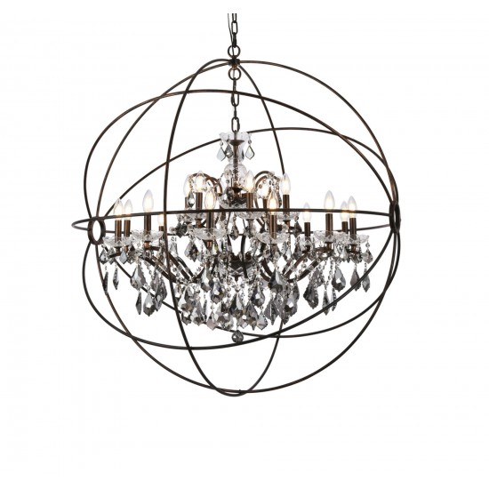 Geneva 18 light Dark Bronze Chandelier Silver Shade (Grey) Royal Cut crystal