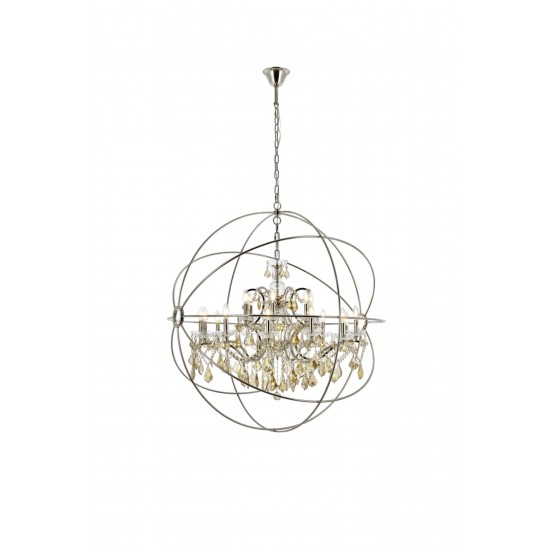 Geneva 18 light polished nickel Chandelier Golden Teak (Smoky) Royal Cut crystal