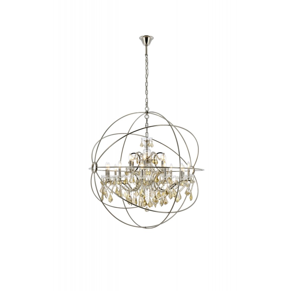 Geneva 18 light polished nickel Chandelier Golden Teak (Smoky) Royal Cut crystal