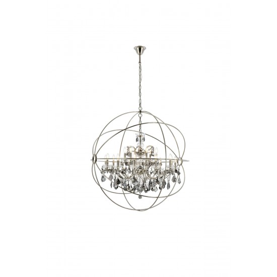 Geneva 18 light polished nickel Chandelier Silver Shade (Grey) Royal Cut crystal