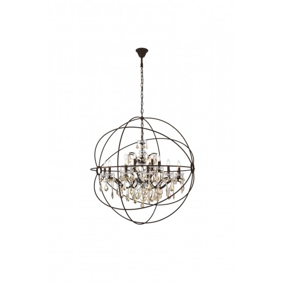 Geneva 18 light Rustic Intent Chandelier Golden Teak (Smoky) Royal Cut crystal