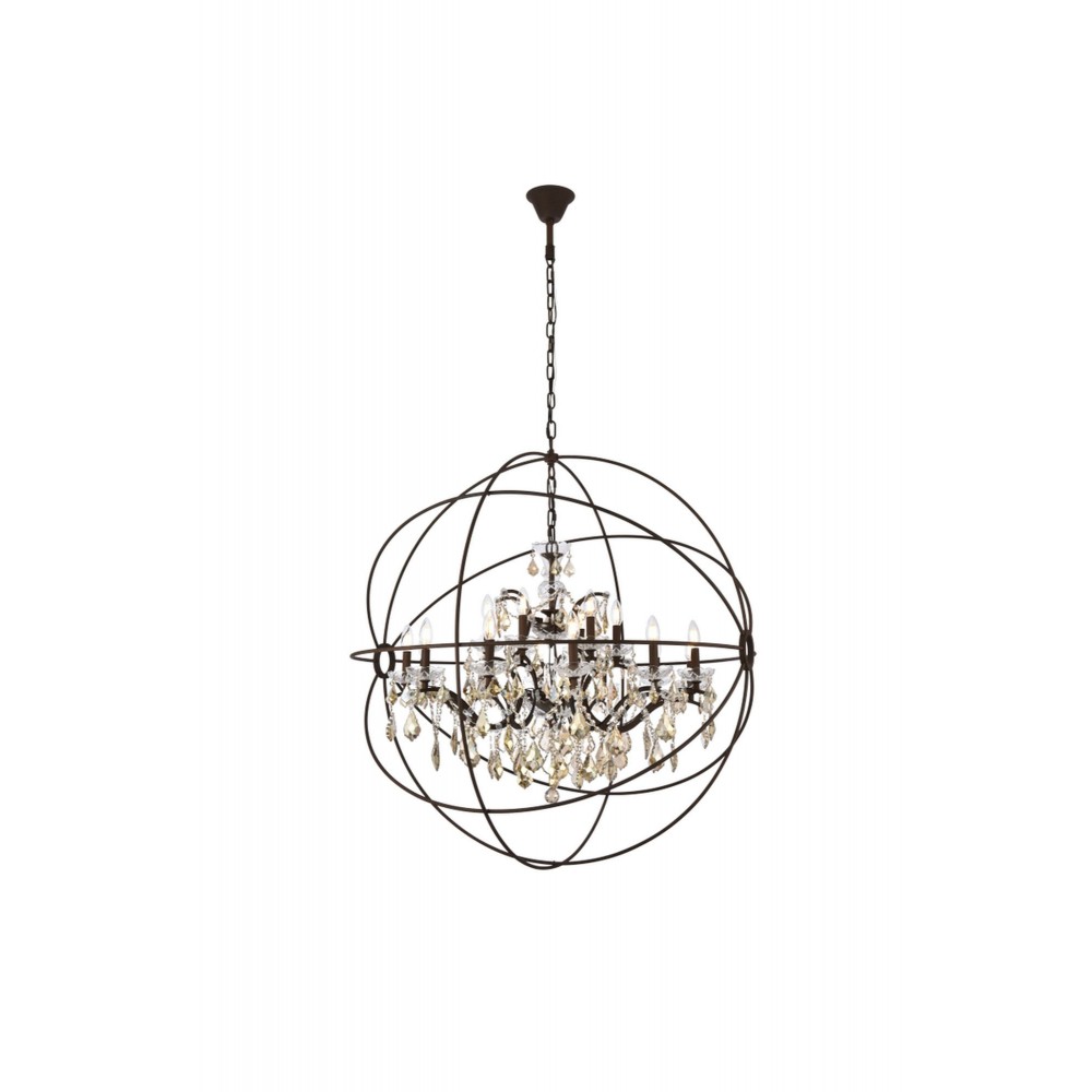 Geneva 18 light Rustic Intent Chandelier Golden Teak (Smoky) Royal Cut crystal