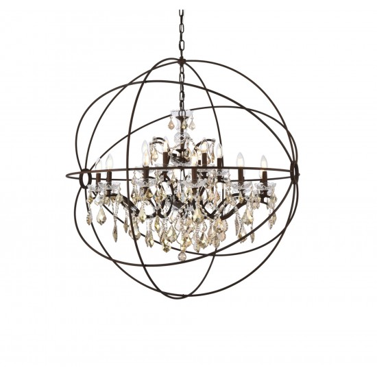 Geneva 18 light Rustic Intent Chandelier Golden Teak (Smoky) Royal Cut crystal