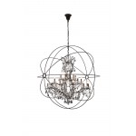 Geneva 25 light Dark Bronze Chandelier Silver Shade (Grey) Royal Cut crystal