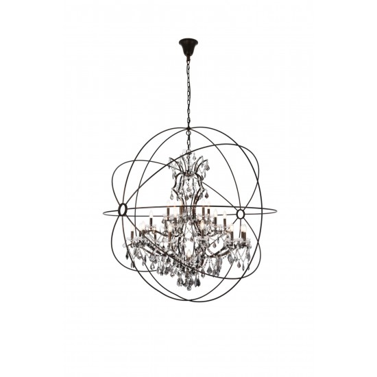 Geneva 25 light Dark Bronze Chandelier Silver Shade (Grey) Royal Cut crystal