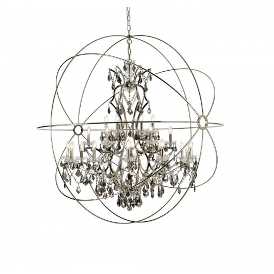 Geneva 25 light polished nickel Chandelier Silver Shade (Grey) Royal Cut crystal