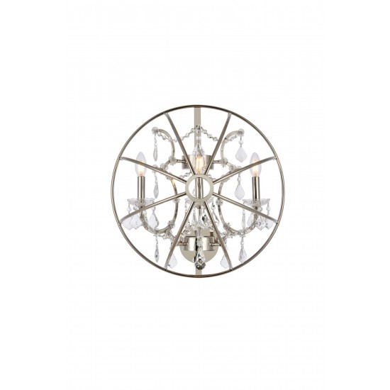 Geneva 3 light polished nickel Wall Sconce Clear Royal Cut crystal