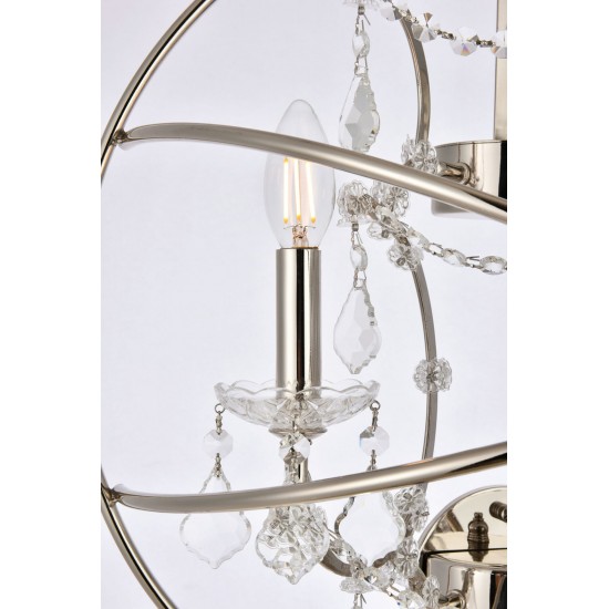 Geneva 3 light polished nickel Wall Sconce Clear Royal Cut crystal