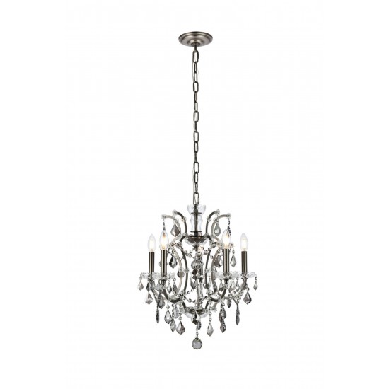 Elena 5 light polished Nickel Pendant Silver Shade (Grey) Royal Cut crystal