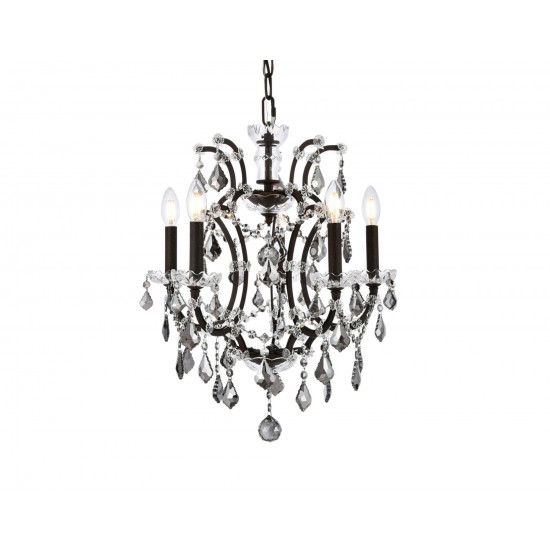 Elena 5 light Rustic Intent Pendant Silver Shade (Grey) Royal Cut crystal