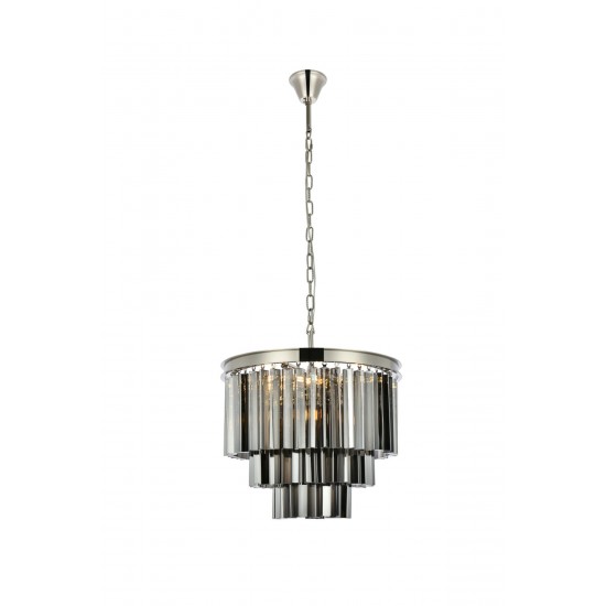 Sydney 9 light polished nickel Chandelier Silver Shade (Grey), 1201D20PN-SS/RC