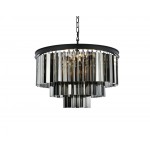 Sydney 9 light Matte Black Chandelier Silver Shade (Grey), 1201D26MB-SS/RC