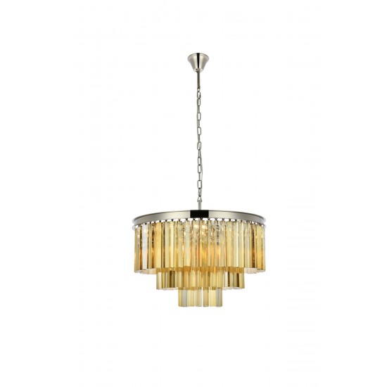 Sydney 9 light polished nickel Chandelier Golden Teak (Smoky), 1201D26PN-GT/RC