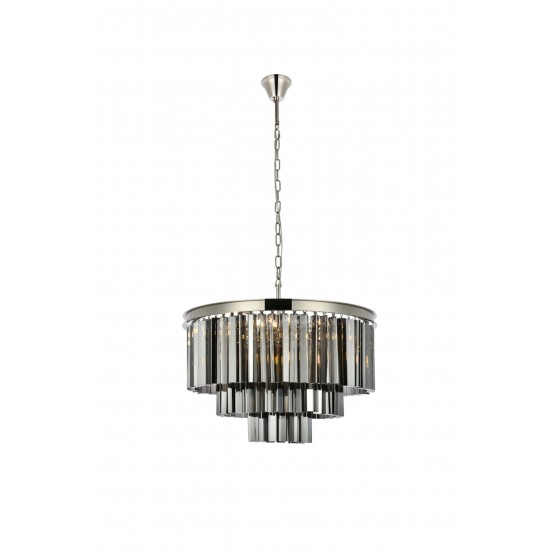 Sydney 9 light polished nickel Chandelier Silver Shade (Grey), 1201D26PN-SS/RC