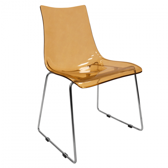 LeisureMod Lima Modern Acrylic Chair, Amber