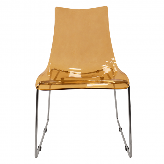 LeisureMod Lima Modern Acrylic Chair, Amber