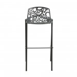 LeisureMod Devon Mid-Century Modern Aluminum Bar Stool, Black