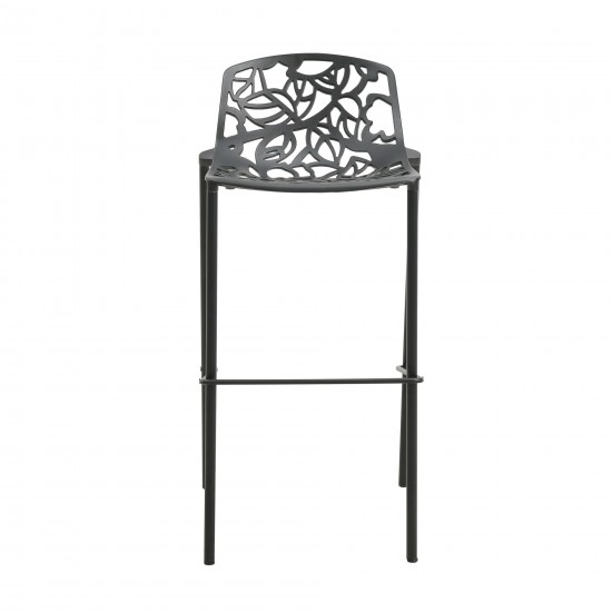 LeisureMod Devon Mid-Century Modern Aluminum Bar Stool, Black