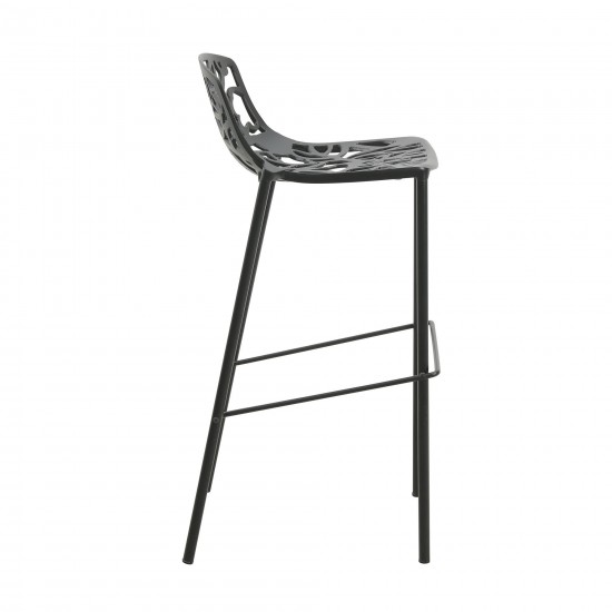 LeisureMod Devon Mid-Century Modern Aluminum Bar Stool, Black