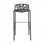 LeisureMod Devon Mid-Century Modern Aluminum Bar Stool, Black