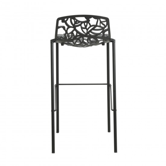 LeisureMod Devon Mid-Century Modern Aluminum Bar Stool, Black