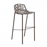 LeisureMod Devon Mid-Century Modern Aluminum Bar Stool, Brown