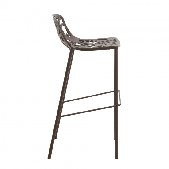 LeisureMod Devon Mid-Century Modern Aluminum Bar Stool, Brown