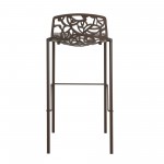 LeisureMod Devon Mid-Century Modern Aluminum Bar Stool, Brown