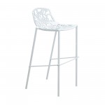 LeisureMod Devon Mid-Century Modern Aluminum Bar Stool, White