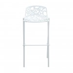 LeisureMod Devon Mid-Century Modern Aluminum Bar Stool, White