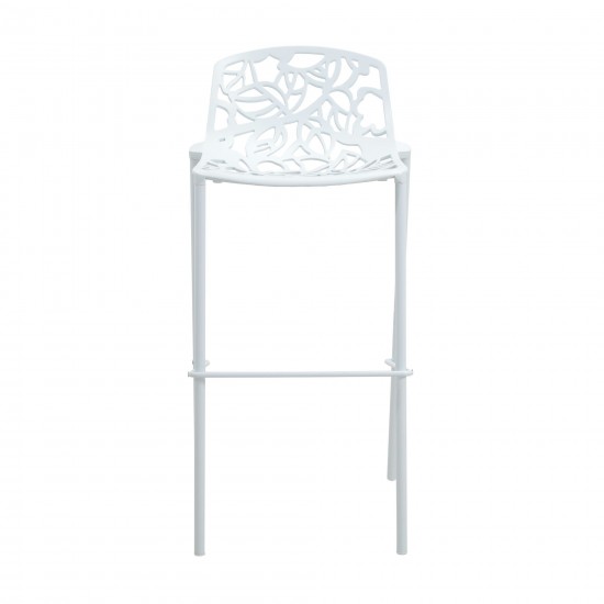 LeisureMod Devon Mid-Century Modern Aluminum Bar Stool, White