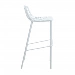 LeisureMod Devon Mid-Century Modern Aluminum Bar Stool, White