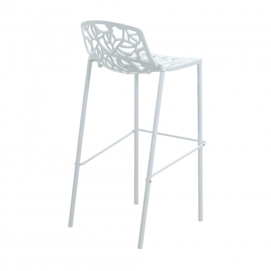 LeisureMod Devon Mid-Century Modern Aluminum Bar Stool, White