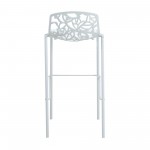 LeisureMod Devon Mid-Century Modern Aluminum Bar Stool, White