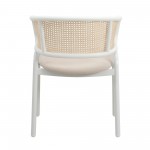 Leisuremod Ervilla Modern Dining Chair with Steel Legs and Wicker Back, Beige