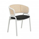 Leisuremod Ervilla Modern Dining Chair with Steel Legs and Wicker Back, Black