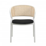 Leisuremod Ervilla Modern Dining Chair with Steel Legs and Wicker Back, Black
