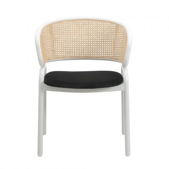 Leisuremod Ervilla Modern Dining Chair with Steel Legs and Wicker Back, Black
