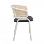Leisuremod Ervilla Modern Dining Chair with Steel Legs and Wicker Back, Black