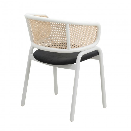Leisuremod Ervilla Modern Dining Chair with Steel Legs and Wicker Back, Black