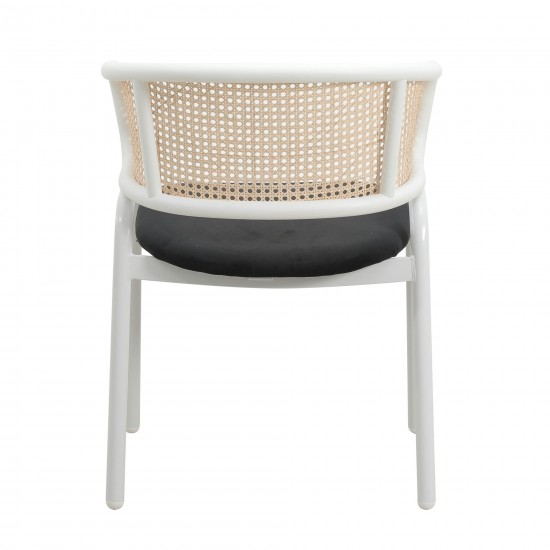 Leisuremod Ervilla Modern Dining Chair with Steel Legs and Wicker Back, Black