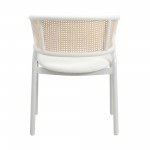 Leisuremod Ervilla Modern Dining Chair with Steel Legs and Wicker Back, White