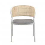 Leisuremod Ervilla Modern Dining Chair with Steel Legs and Wicker Back, Grey