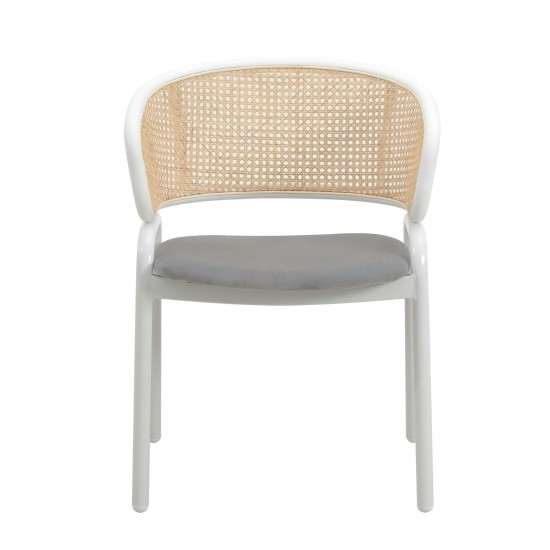 Leisuremod Ervilla Modern Dining Chair with Steel Legs and Wicker Back, Grey