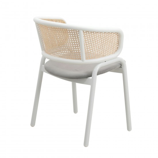 Leisuremod Ervilla Modern Dining Chair with Steel Legs and Wicker Back, Grey