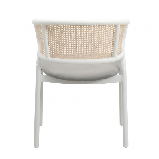 Leisuremod Ervilla Modern Dining Chair with Steel Legs and Wicker Back, Grey