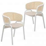 Leisuremod Ervilla Modern Dining Chair with Steel Legs, Set of 2, Beige