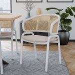Leisuremod Ervilla Modern Dining Chair with Steel Legs, Set of 4, Beige