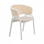 Leisuremod Ervilla Modern Dining Chair with Steel Legs, Set of 4, Beige