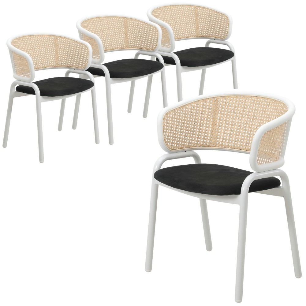 Leisuremod Ervilla Modern Dining Chair with Steel Legs, Set of 4, Black